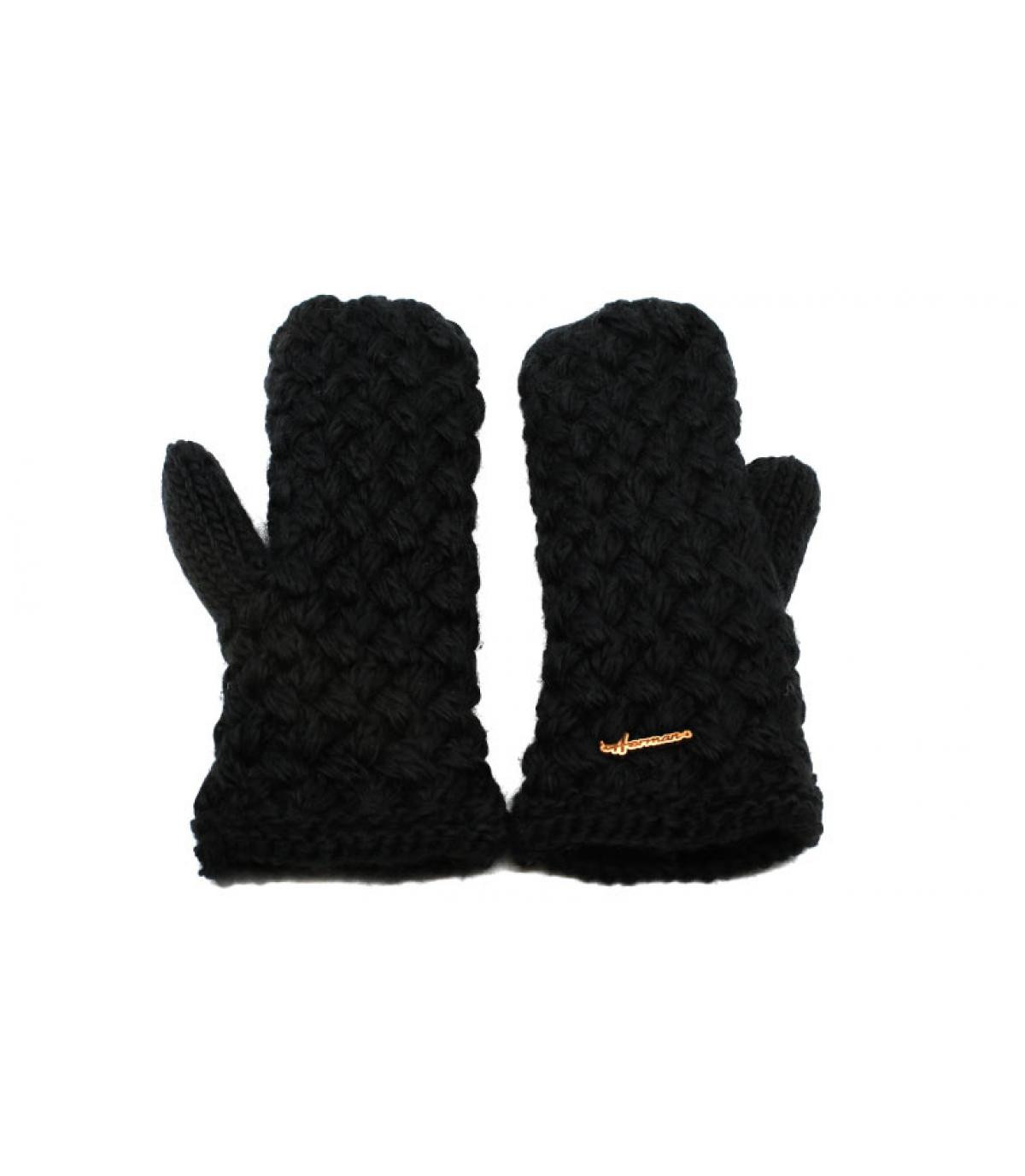 black wool mittens Iloha Gloves black